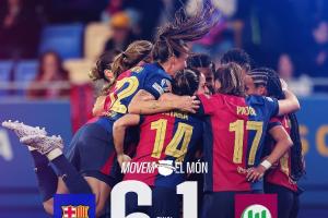太残暴啦！巴萨女足6-1、总比分10-2狼堡女足，晋级女足欧冠4强